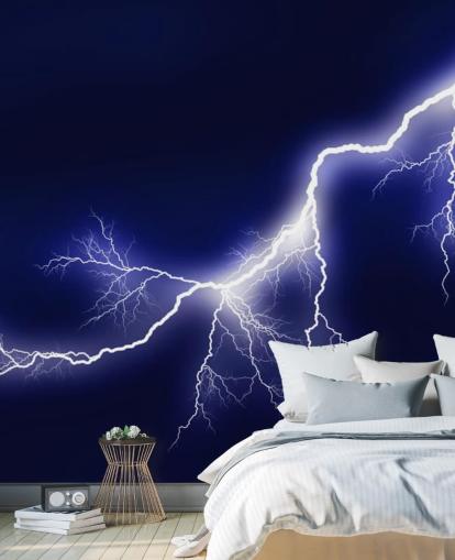 Blue Lightening Wall Mural