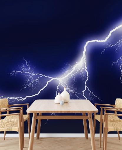 Blue Lightening Wall Mural