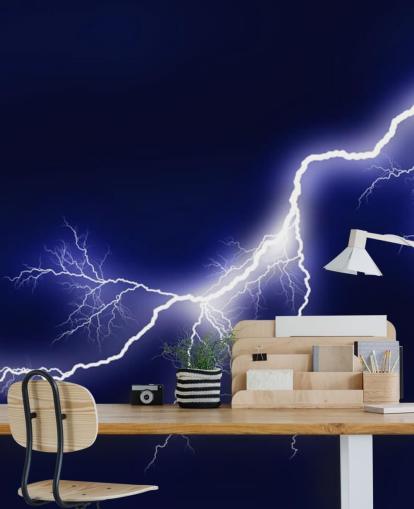Blå Lightening Veggmaleri