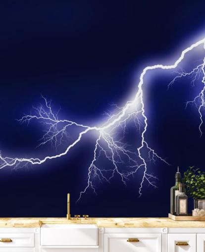 Blue Lightening Wall Mural