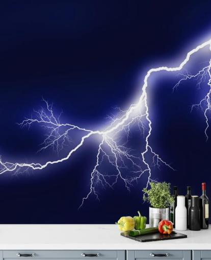 Blå Lightening vægmaleri Blå Lightening vægmaleri