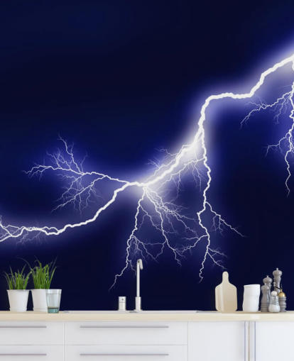 Blue Lightening Wall Mural Blue Lightening Wall Mural