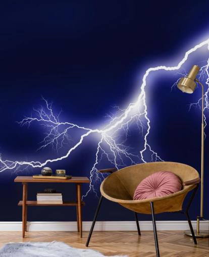 Blå Lightening vægmaleri