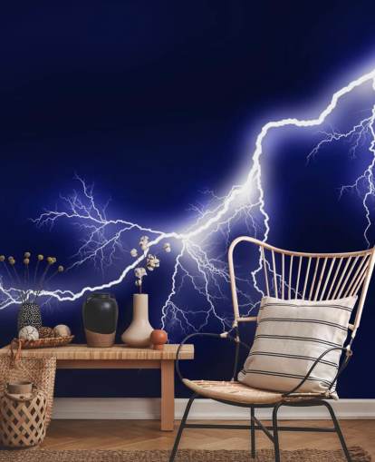 Decorazione murale con illuminazione blu