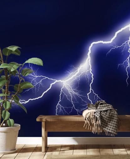 Blauwe lichtmakende muurschildering