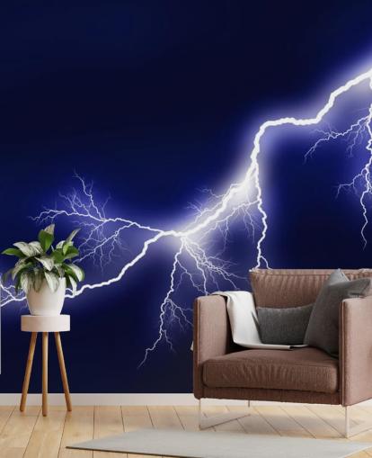 Blue Lightening Wall Mural