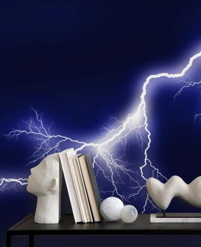 Blue Lightening Wall Mural