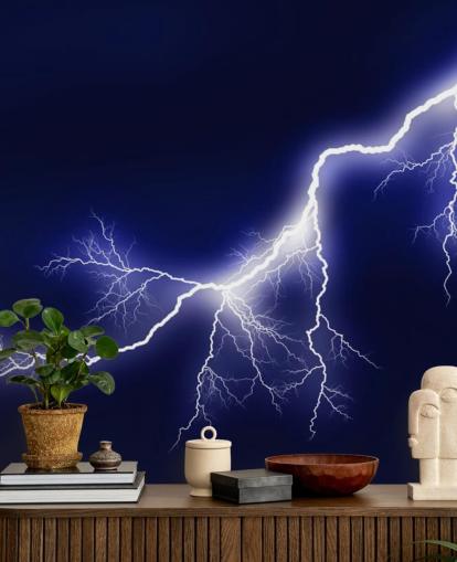 Blue Lightening Wall Mural