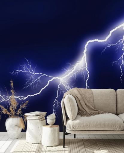 Blue Lightening Wall Mural