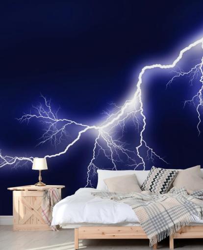 Blue Lightening Wall Mural Blue Lightening Wall Mural
