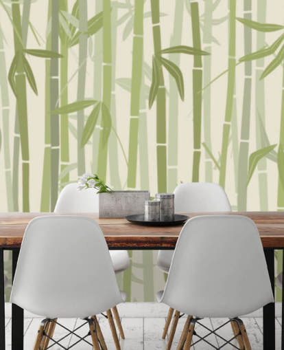 green customizable bamboo wallpaper mural called Calm Bamboo Forest 