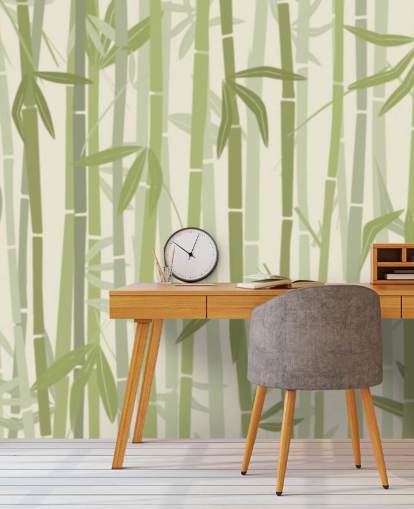 grønt tilpasseligt bambus tapetmaleri kaldet Calm Bamboo Forest 