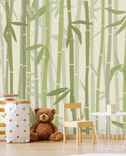 grüne, individuell gestaltbare Bambus-Tapete namens Calm Bamboo Forest 