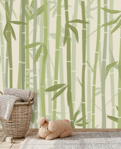 grønn tilpassbar bambus tapet veggmaleri kalt Calm Bamboo Forest 