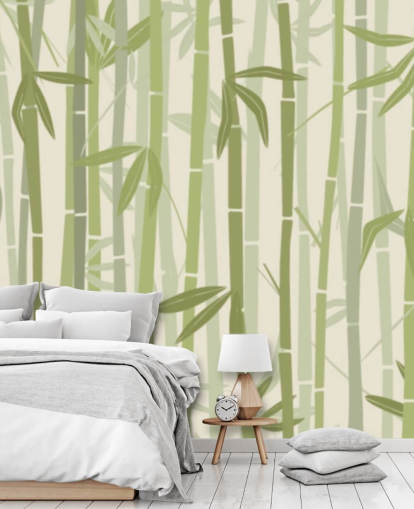 green customisable bamboo wallpaper mural called Calm Bamboo Forest 