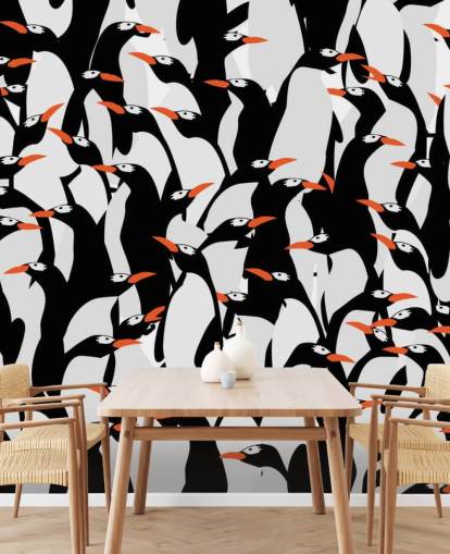 Tegneserie Penguins Huddled Bakgrunn Tegneserie Penguins Huddled Bakgrunn