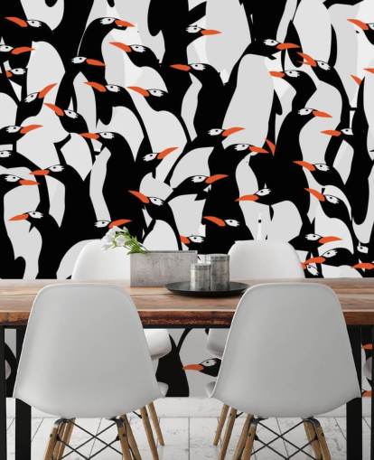 Cartoon Penguins Huddled Wallpaper Cartoon Penguins Huddled Wallpaper