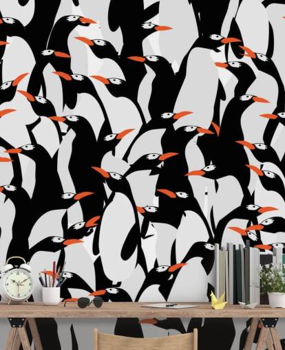 Carta da parati rannicchiata con i pinguini