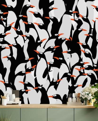 Cartoon Penguins Huddled Wallpaper Cartoon Penguins Huddled Wallpaper