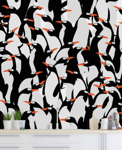 Fond d'écran de dessin animé pingouins blottis