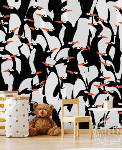 Cartoon Penguins Huddled Wallpaper Cartoon Penguins Huddled Wallpaper