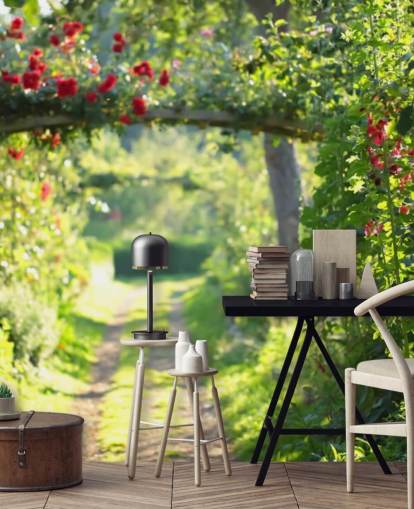 Punaiset ruusut Archway seinämaalaus Punaiset ruusut Archway seinämaalaus