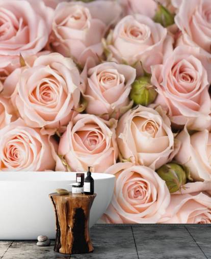 rosafarbenes Rosen-Tapetenbild namens Bright Pink Roses aus Wallsauce für Schlafzimmer, Badezimmer und Kinderzimmer rosafarbenes Rosen-Tapetenbild namens Bright Pink Roses aus Wallsauce für Schlafzimmer, Badezimmer und Kinderzimmer