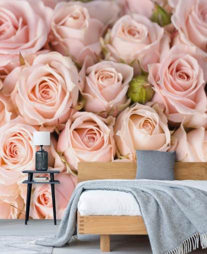 rosafarbenes Rosen-Tapetenbild namens Bright Pink Roses aus Wallsauce für Schlafzimmer, Badezimmer und Kinderzimmer