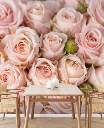 mural de papel pintado de rosas rosas llamado Bright Pink Roses de Wallsauce para dormitorios, baños y dormitorios de niños