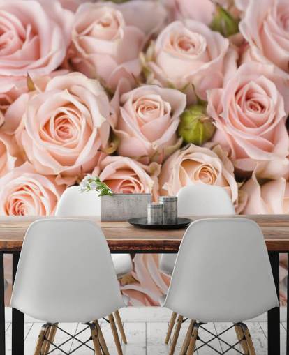 pink rose wallpaper mural called Bright Pink Roses from Wallsauce for bedrooms, bathrooms and kid's bedrooms