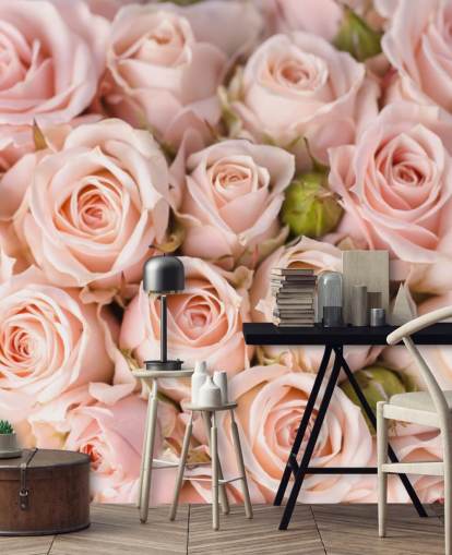 rosafarbenes Rosen-Tapetenbild namens Bright Pink Roses aus Wallsauce für Schlafzimmer, Badezimmer und Kinderzimmer