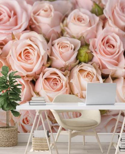 mural de papel pintado de rosas rosas llamado Bright Pink Roses de Wallsauce para dormitorios, baños y dormitorios de niños