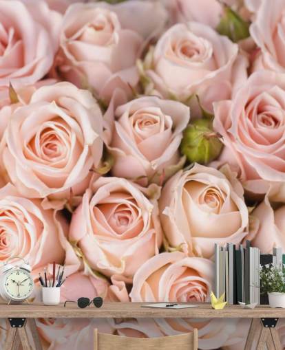 pink rose wallpaper mural called Bright Pink Roses from Wallsauce for bedrooms, bathrooms and kid's bedrooms