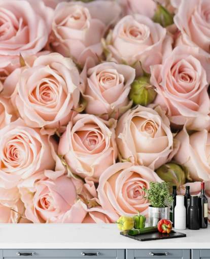pink rose wallpaper mural called Bright Pink Roses from Wallsauce for bedrooms, bathrooms and kid's bedrooms