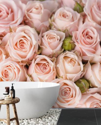 pink rose wallpaper mural called Bright Pink Roses from Wallsauce for bedrooms, bathrooms and kid's bedrooms