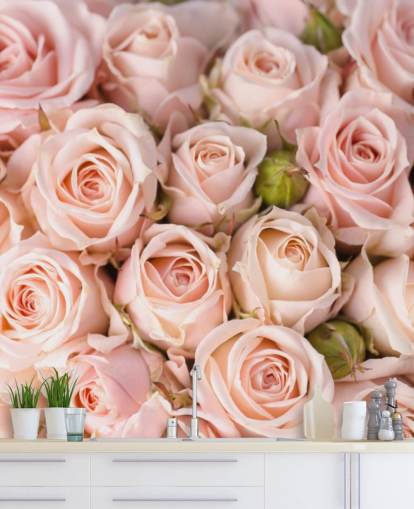 pink rose wallpaper mural called Bright Pink Roses from Wallsauce for bedrooms, bathrooms and kid's bedrooms