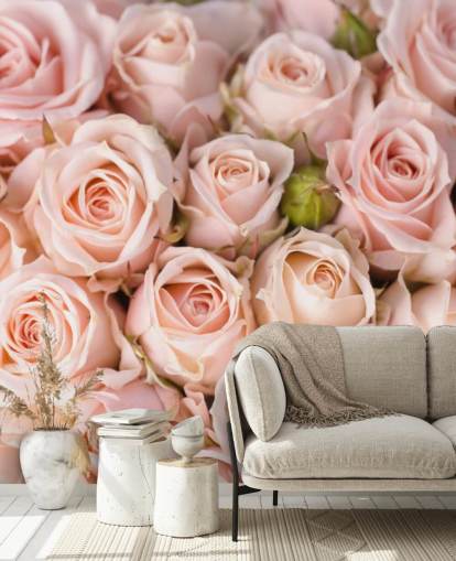 pink rose wallpaper mural called Bright Pink Roses from Wallsauce for bedrooms, bathrooms and kid's bedrooms