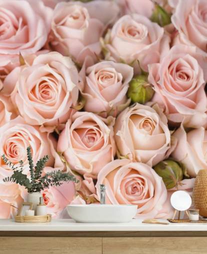 rosafarbenes Rosen-Tapetenbild namens Bright Pink Roses aus Wallsauce für Schlafzimmer, Badezimmer und Kinderzimmer rosafarbenes Rosen-Tapetenbild namens Bright Pink Roses aus Wallsauce für Schlafzimmer, Badezimmer und Kinderzimmer