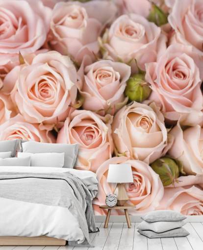 mural de papel de parede rosa chamado Bright Pink Roses da Wallsauce para quartos, banheiros e quartos infantis