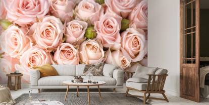 Electrificeren Welvarend Meer Fel roze rozen behang | Wallsauce NL