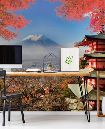 Mt. Fuji with Autumn Colours Wallpaper