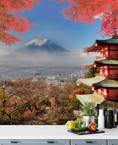 Mt. Fuji with Autumn Colours Wallpaper Mt. Fuji with Autumn Colours Wallpaper