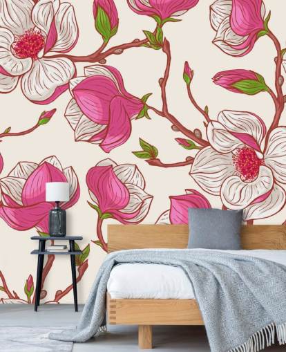 Rosa och vita Magnolias Bakgrund