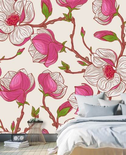 Pink and White Magnolias Wallpaper