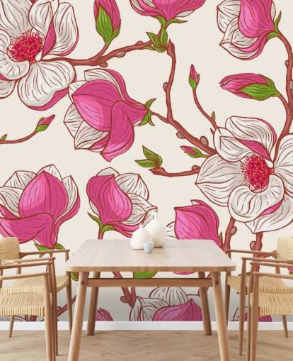 Lyserød og hvid Magnolias Baggrund