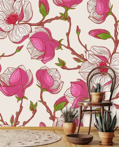 Pink and White Magnolias Wallpaper