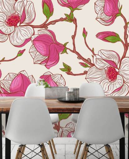 Pink and White Magnolias Wallpaper