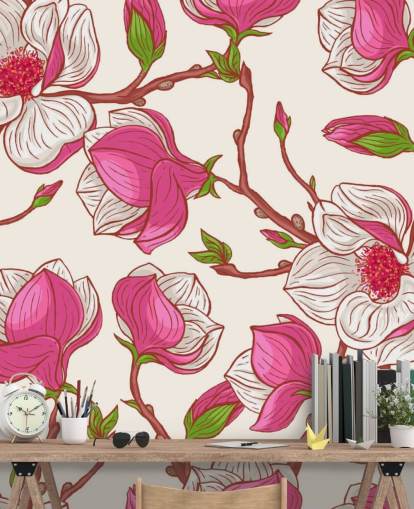 Pink and White Magnolias Wallpaper