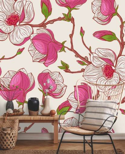 Pink and White Magnolias Wallpaper Pink and White Magnolias Wallpaper