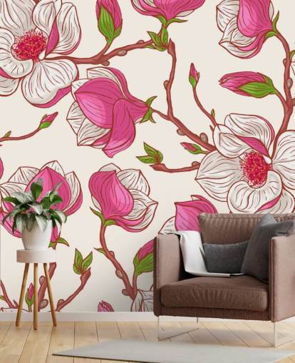 Pink and White Magnolias Wallpaper